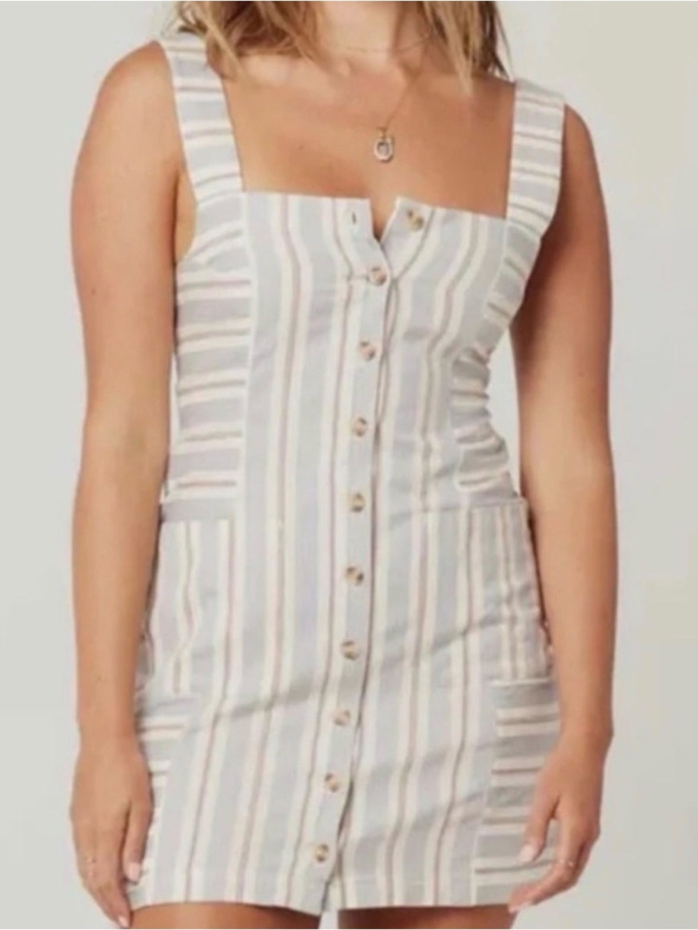 L*Space Catalina  Striped Button-Front Mini Dress in Cream